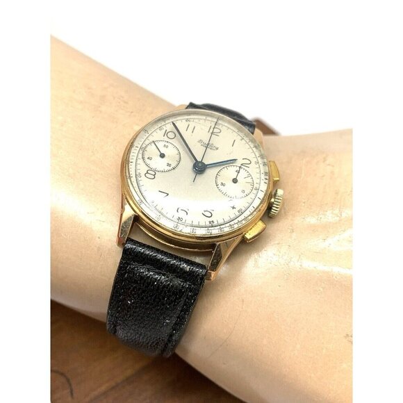 Breitling Premier Men's Watch 1940's Swiss Chronograph 32mm 18k Yellow Gold Case - Picture 5 of 16